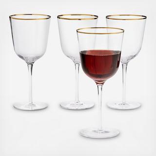 Martha Stewart Collection - Clear Optic Wine Glass with Gold-Tone Rims, Set of 4