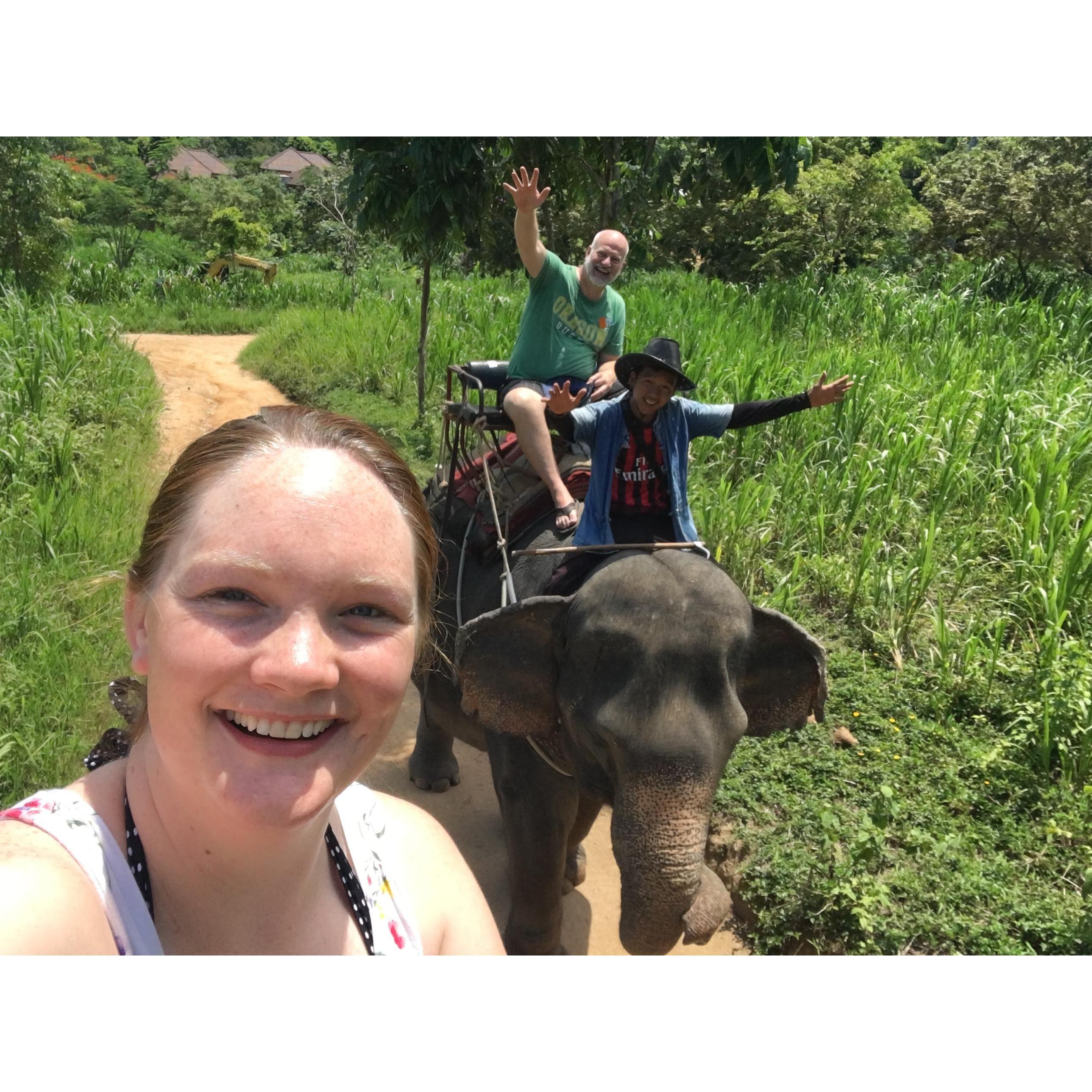 Our first elephant ride!