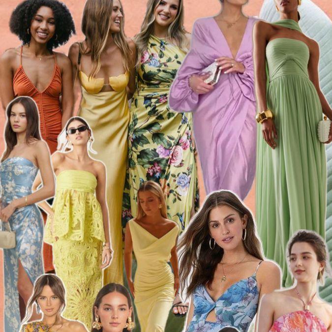 Soft pastels, warm citrus tones, and tropical florals