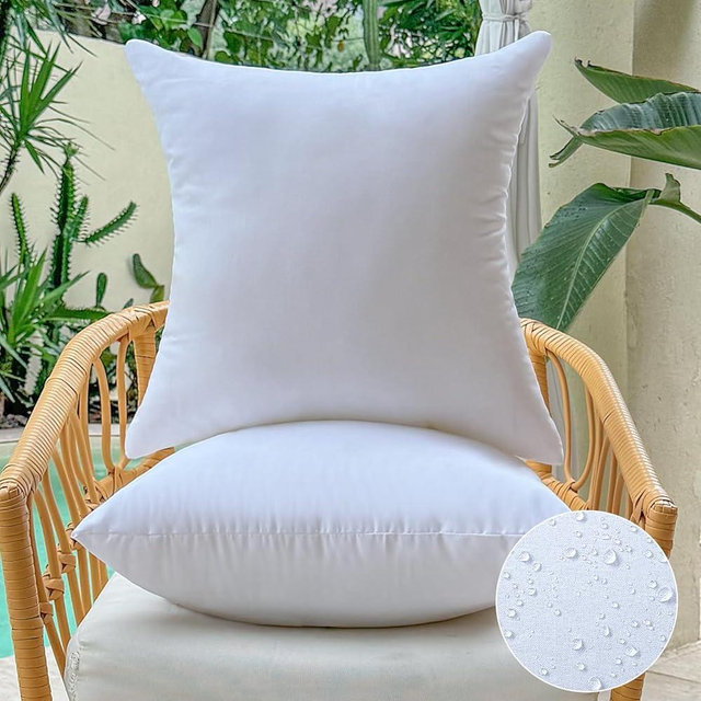 OTPIPCS 20 x 20 Outdoor Pillow Inserts Set of 2 Square Throw Pillow Inserts Waterproof for Couch Porch Outside Patio Furniture Decorative Pillows Large White Sofa Cushion Stuffer