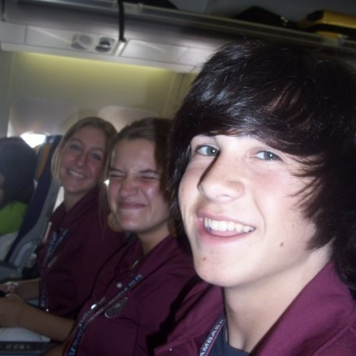 The plane ride home from our first trip together in 2009!