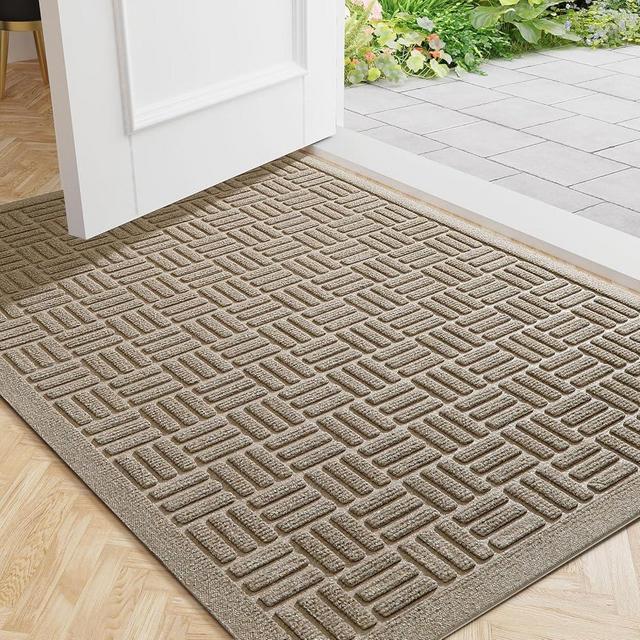 Mibao Front Door Mat Indoor Outdoor Entrance, Dirt Trapping Outdoor Welcome Mats, Non-Slip Outdoor Door Mats, Low Profile Front Door Mat, Entryway Mat, 29.5" x 17", Beige