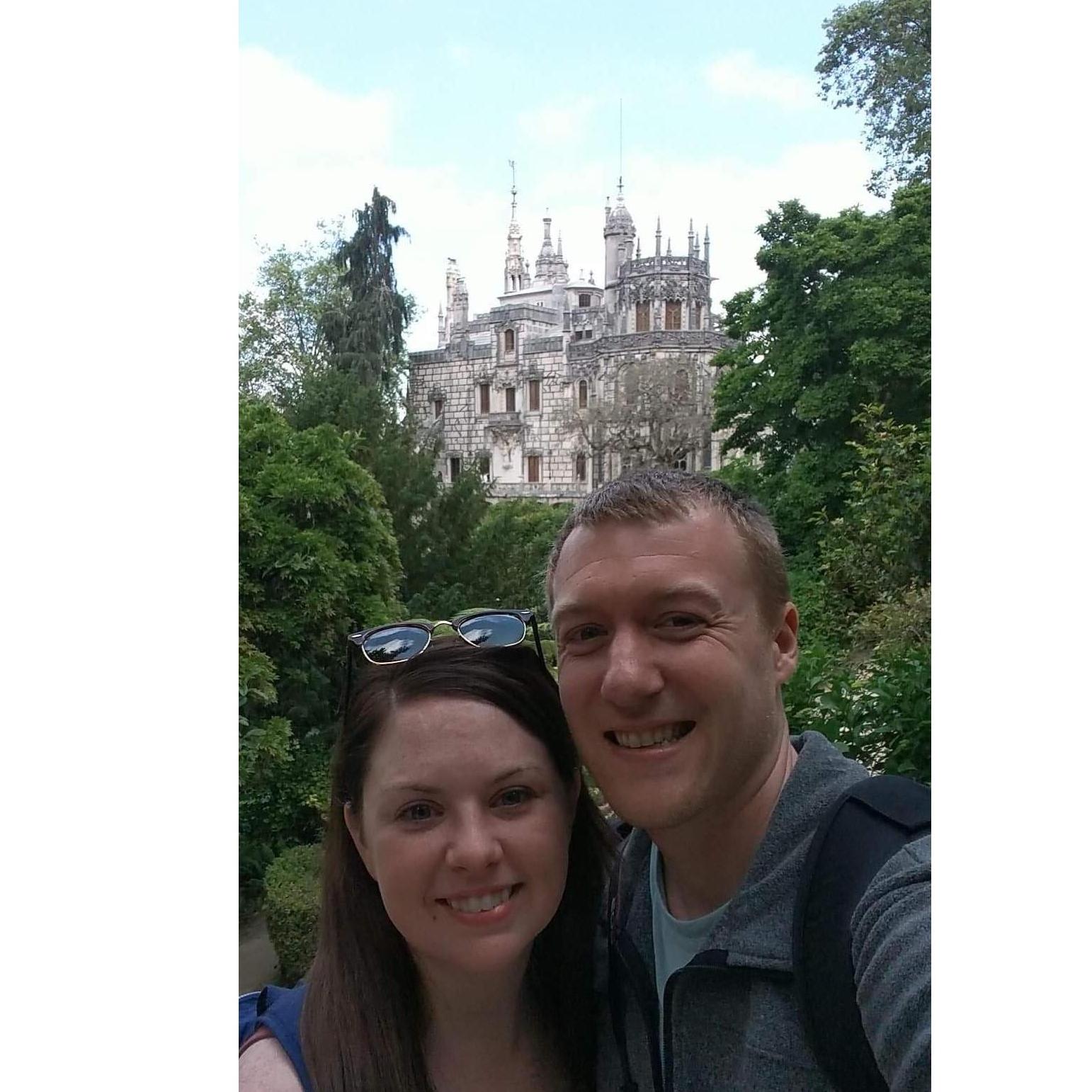 We got engaged in front of this beautiful castle in Sintra, Portugal.