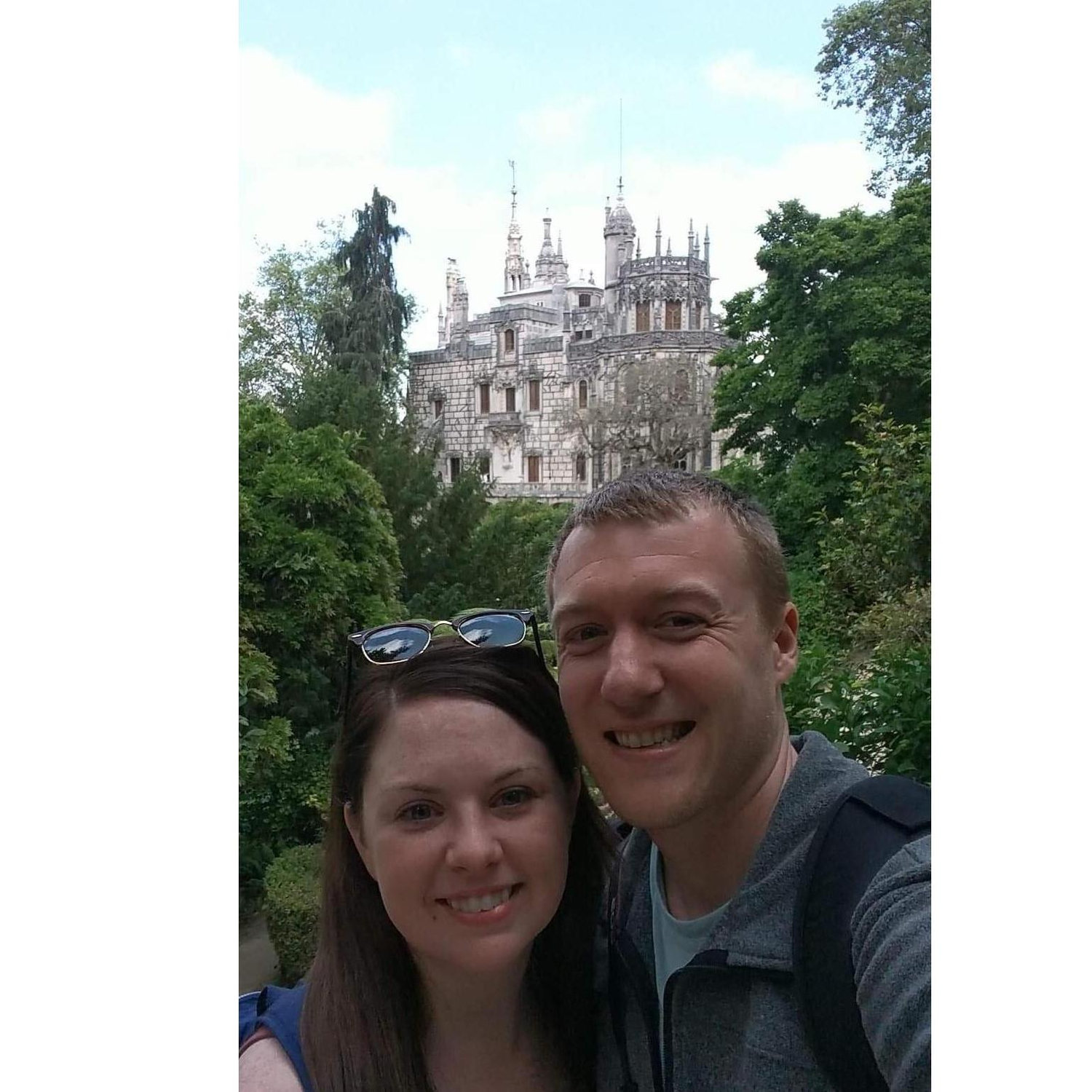 We got engaged in front of this beautiful castle in Sintra, Portugal.
