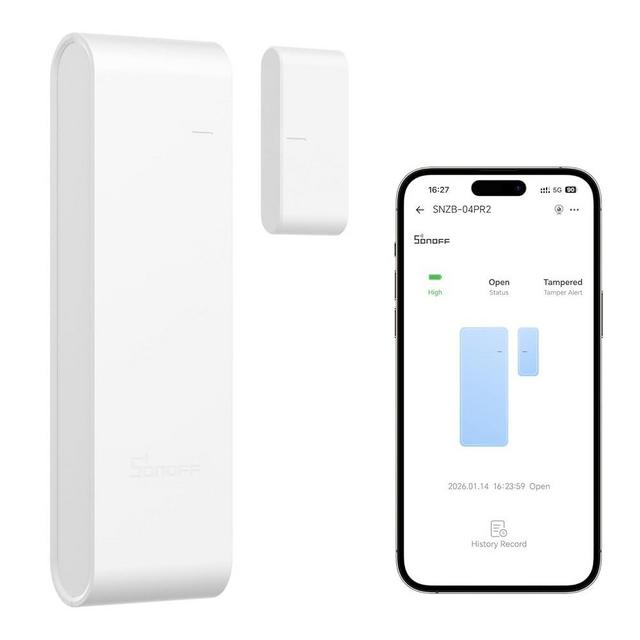 SONOFF SenseGuard DW Gen2 SNZB-04PR2 Zigbee Door Window Contact Sensor, Open/Close Monitoring, Tamper Proof, Phone Alert, Home Security Alarm, Works with Alexa, Home Assistant & SmartThings, 1-Pack