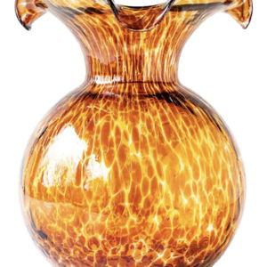 Hibiscus Glass Brown Tortoiseshell Large Fluted Vase