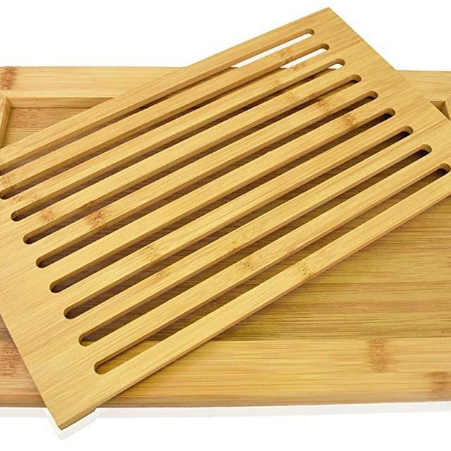 RoyalHouse Large Bamboo Bread Cutting Board with Crumb Tray