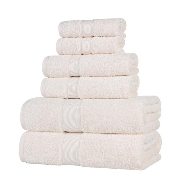 Organic Cotton Medium Weight Solid 6 Piece Towel Set, Ivory - Blue Nile Mills