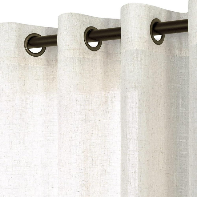 78 Inch Long Linen Window Treatments Sheer Curtains for Living Room 2 Panels Set,Bronze Grommet Boho Farmhouse Natural Flax Light Filtering Curtain Drapes for Bedroom 52x78 in Length,Cream Ivory