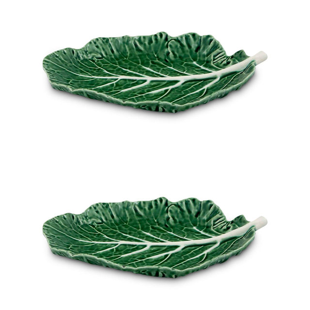 Bordallo Pinheiro 11" Cabbage Leaf Platter, Set of 2