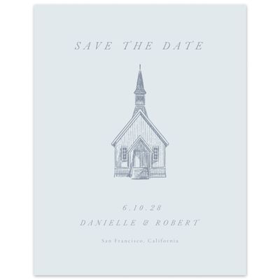 Blue Wedding Digital Save the Date - Rustic Church Portrait