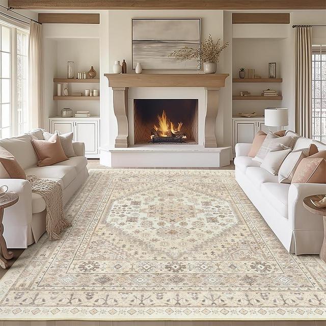 zesthome 8x10 Area Rugs for Living Room,Non-Slip Backing Washable Rugs,Vintage Large Area Rug，Stain Resistant Home Decor Rug