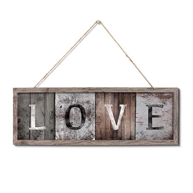 Vintage Wood Wall Art Sign Board “Love” Rustic Slat Hanging Framed Wall Decorations,Home Wall Decor Gift for Living Room Bedroom Weeding Farmhouse Entryway Sign Gift 16 x 5.5inch