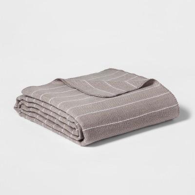 Full/Queen Modern Acrylic Striped Bed Blanket Gray - Project 62™ + Nate Berkus™