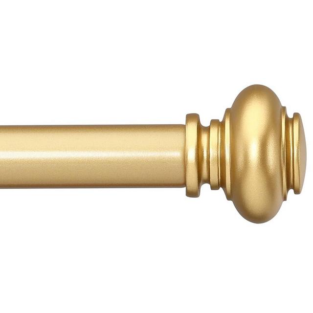 SIMEWIN Gold Curtain Rods for Windows 28 to 48 Inches Adjustable Decorative 1 Inch Diameter Single Window Curtain Rod Set with Classic Finials, Gold Finishing