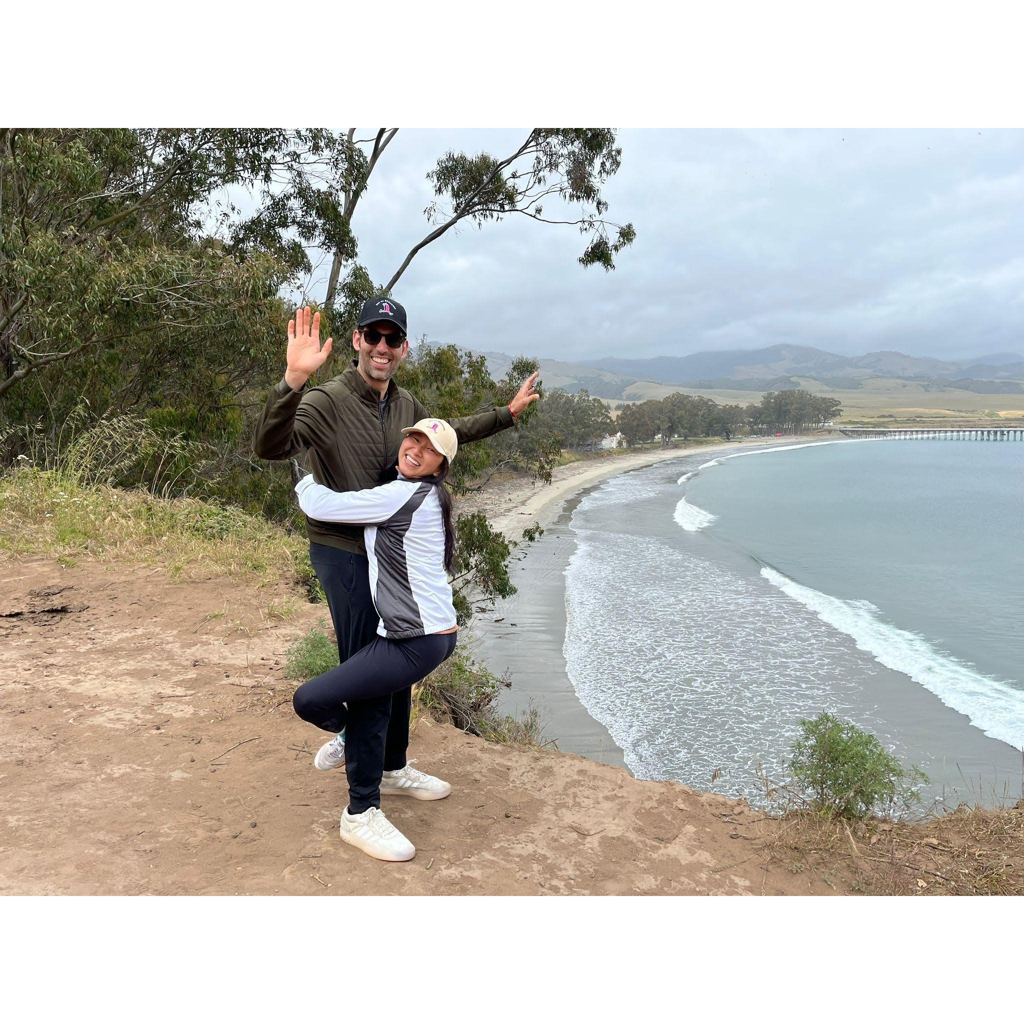 David, the tree, and Chris, the koala bear.