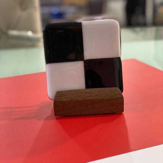 Glass fused coasters, black and white...