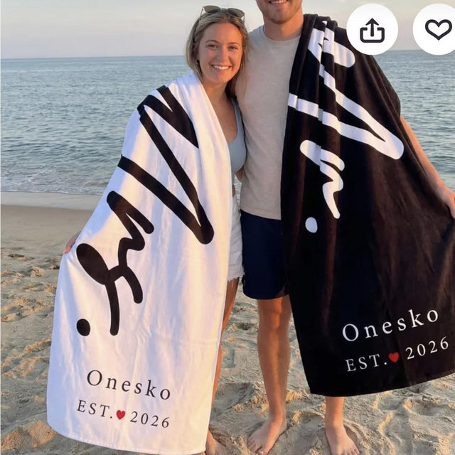 Personalized Couple Beach Towel, Custom Name Towel, Couple Gift,Mr. and Mrs. ,Newlywed Gift,Wedding Gift, Honeymoon Gift,Bridal Shower Gift