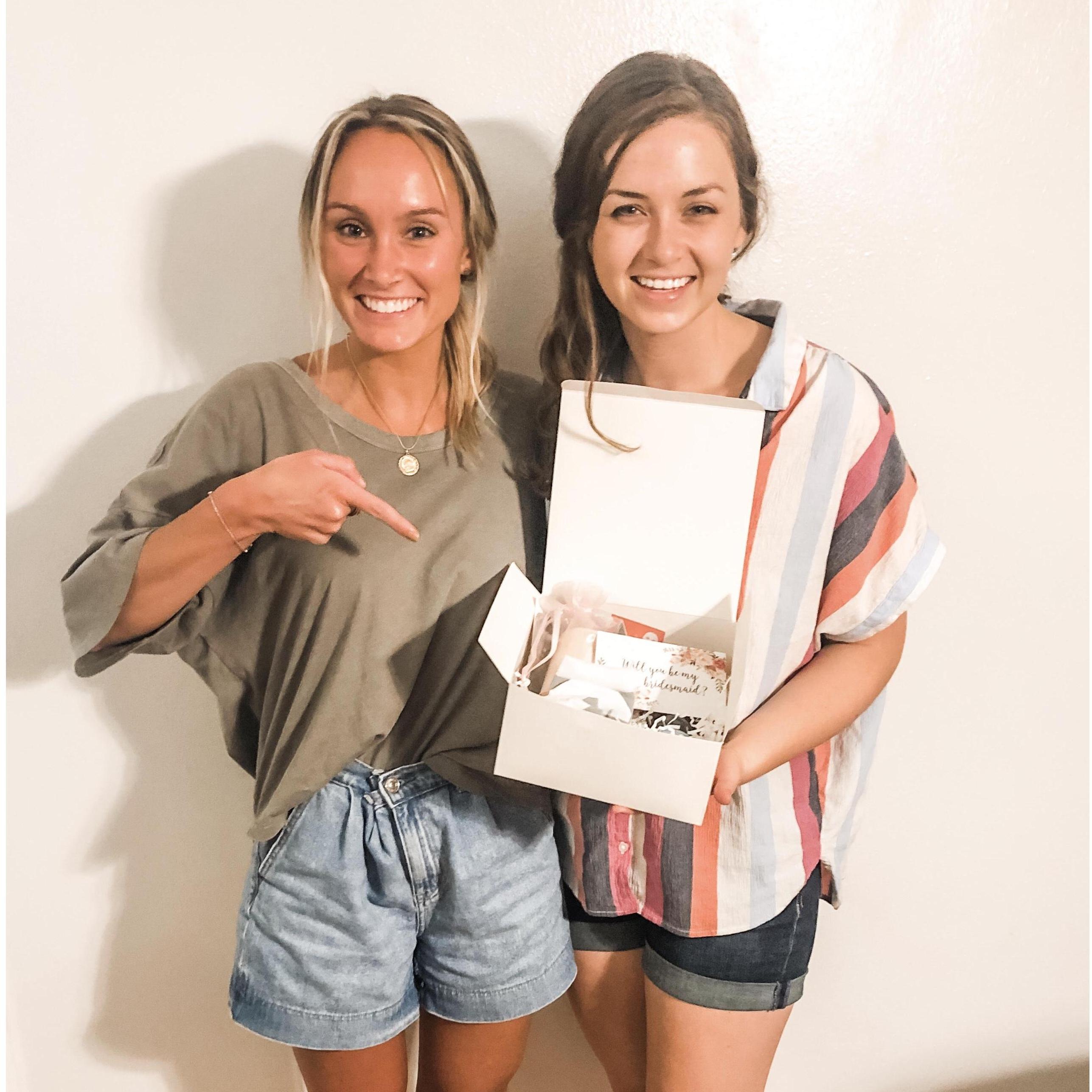 Hannah asking Caroline to be a bridesmaid!