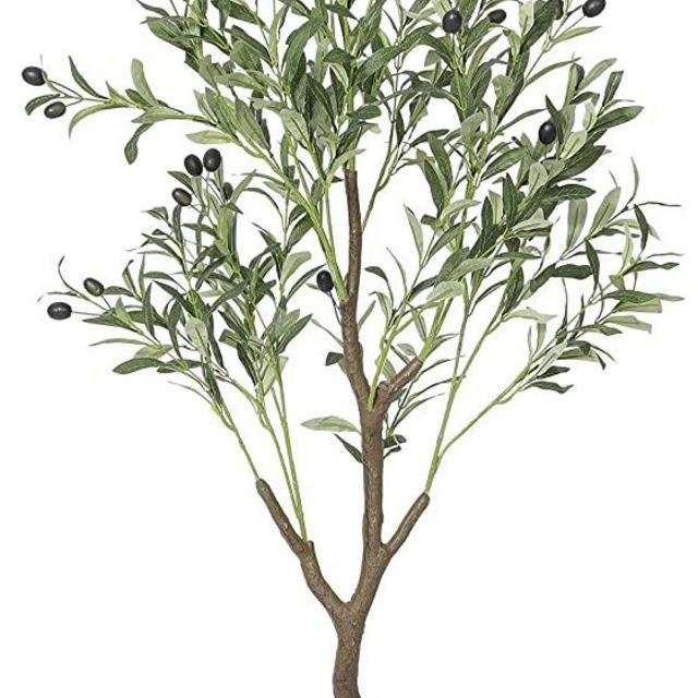 VIAGDO Artificial Olive Tree 4ft Tall Fake Potted Olive Silk Tree with Planter Large Faux Olive Branches and Fruits Artificial Tree for Modern Home Office Living Room Floor Decor Indoor, 504 Leaves