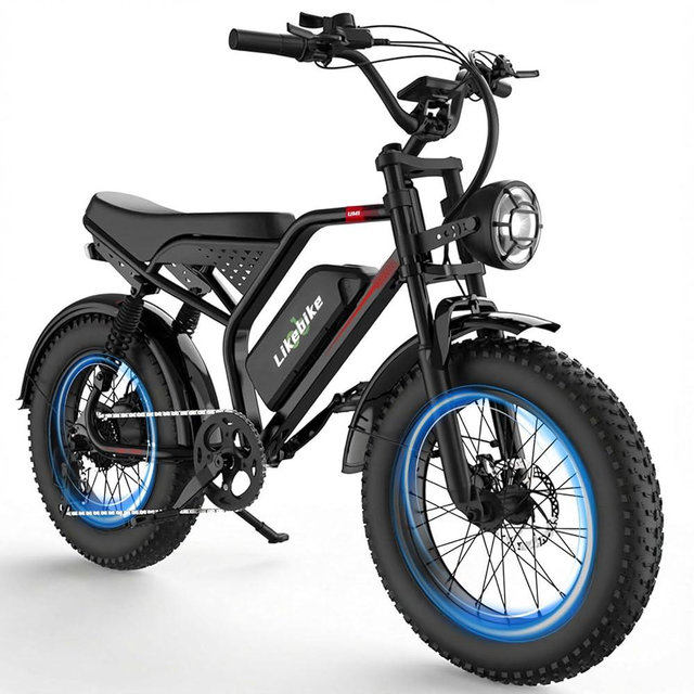 Likebike Electric Bike for Adults 1500W/2000W/3000W Peak - 32/36/47MPH 20" Fat Tire Ebike, 48V 20AH/23AH/33Ah Removable Battery 7-Speed Full Suspension Mountain Bike Off Road Hydraulic Disc Brake