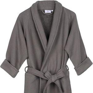 Superior Waffle Weave Cotton Bathrobe -Charcoal (Large)