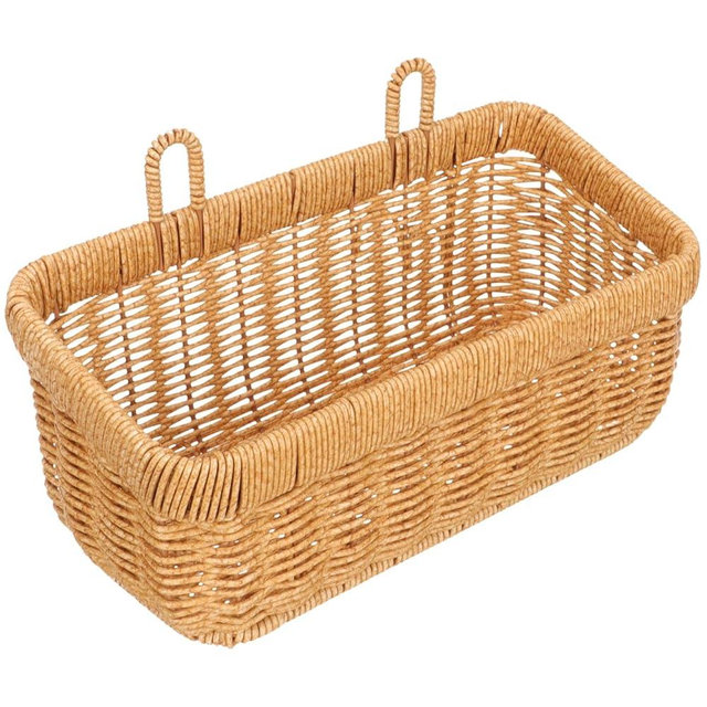 Zerodeko Hanging Wicker Basket for Kitchen Wall Handwoven Onion Garlic Ginger Storage Organizer Lightweight Rustic Home Storage Basket 11.02X6.29X5.11 Inches