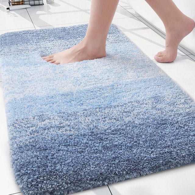Arotive Microfiber Bathroom Rugs, Shaggy Soft and Absorbent Bath Rug, Non-Slip, Thick Plush Machine Washable Dry Bath Mats for Bathroom, Tub and Shower, 30x20, Light Blue, Rectangular