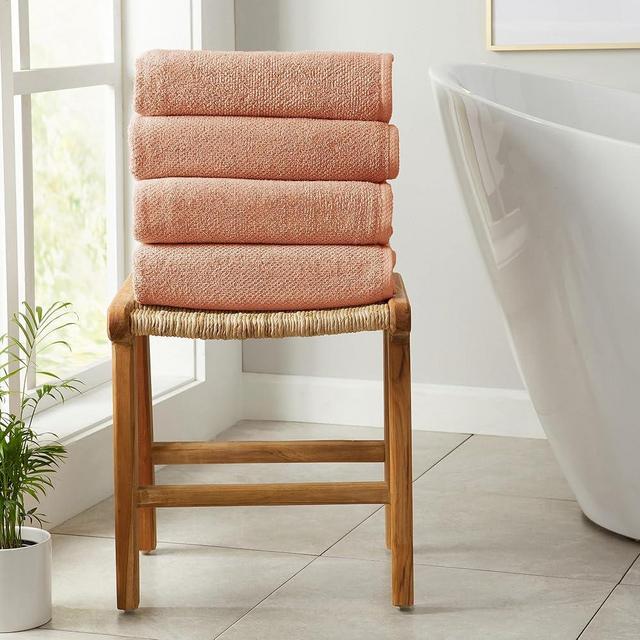 Great Bay Home Pink Bath Towels - 100% Cotton 4 Pack 52x30 Bath Towel Set - Absorbent, Quick-Drying, Durable Towels for Bathroom Decor - Low-Twist, Two-Ply Fibers (Dusty Rose)