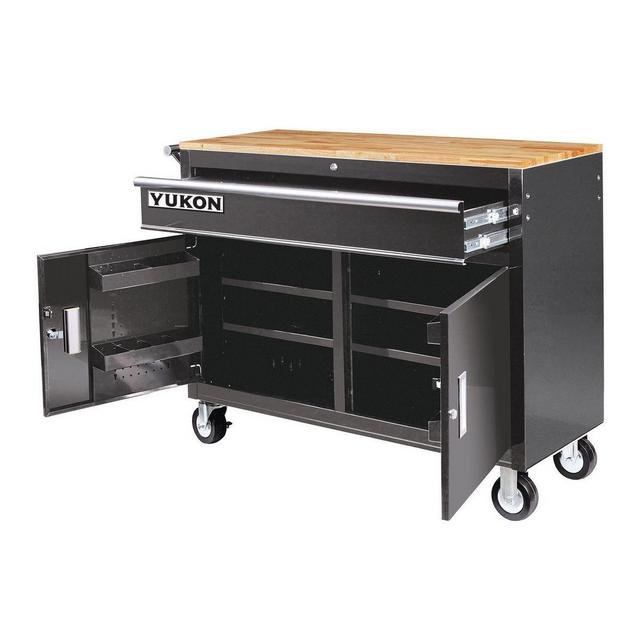 46 in. Mobile Storage Cabinet with Wood Top