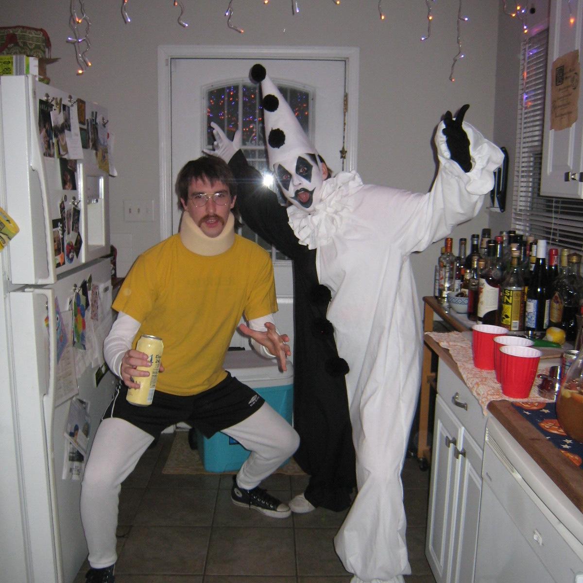Halloween 2023. Sam is Andy Kaufman and Katie is a French Clown
