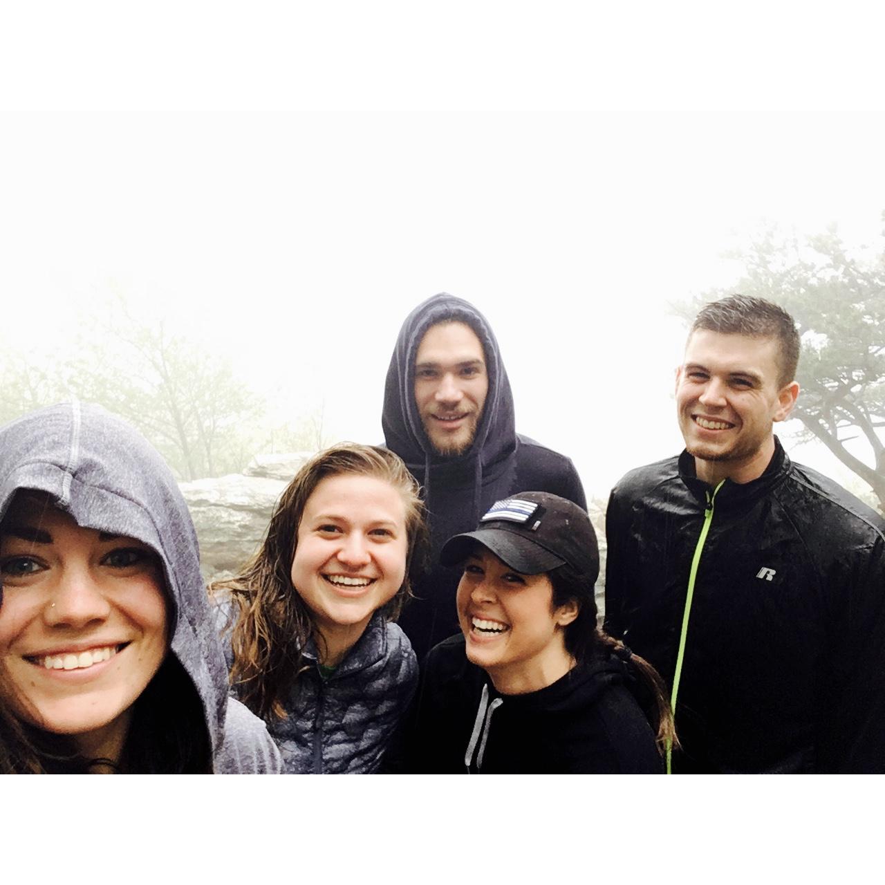 Hiking in the rain.....(still just friends) haha.
