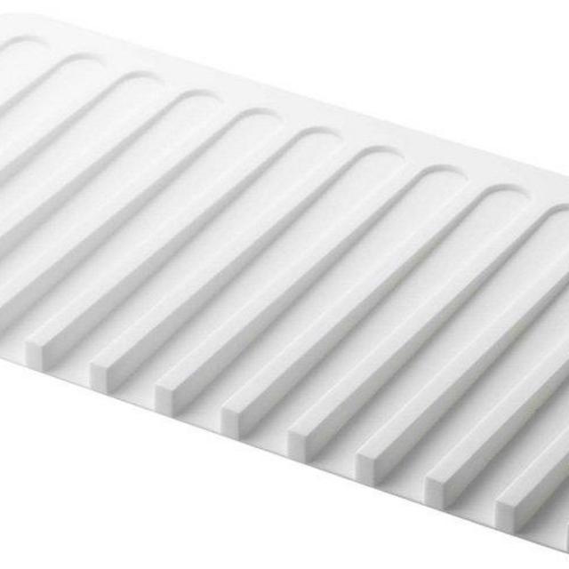 YAMAZAKI home 7445 Self Draining Tray-Drying Board, Dish Drainer Mat, White