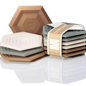 LINE+ARC Extra Thick Silicone Coasters (As Seen in NYTimes WireCutter) Waterproof Anti-Stain Heat-Safe Dishwasher-Safe Degrē Coasters (Set of 6, Joshua Tree) Outdoor Rubber Mid-Century Modern