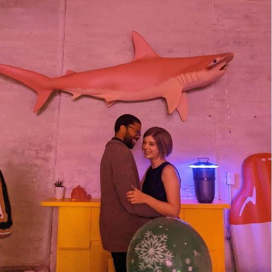 A candid shot of us dancing during Katy's 30th birthday party