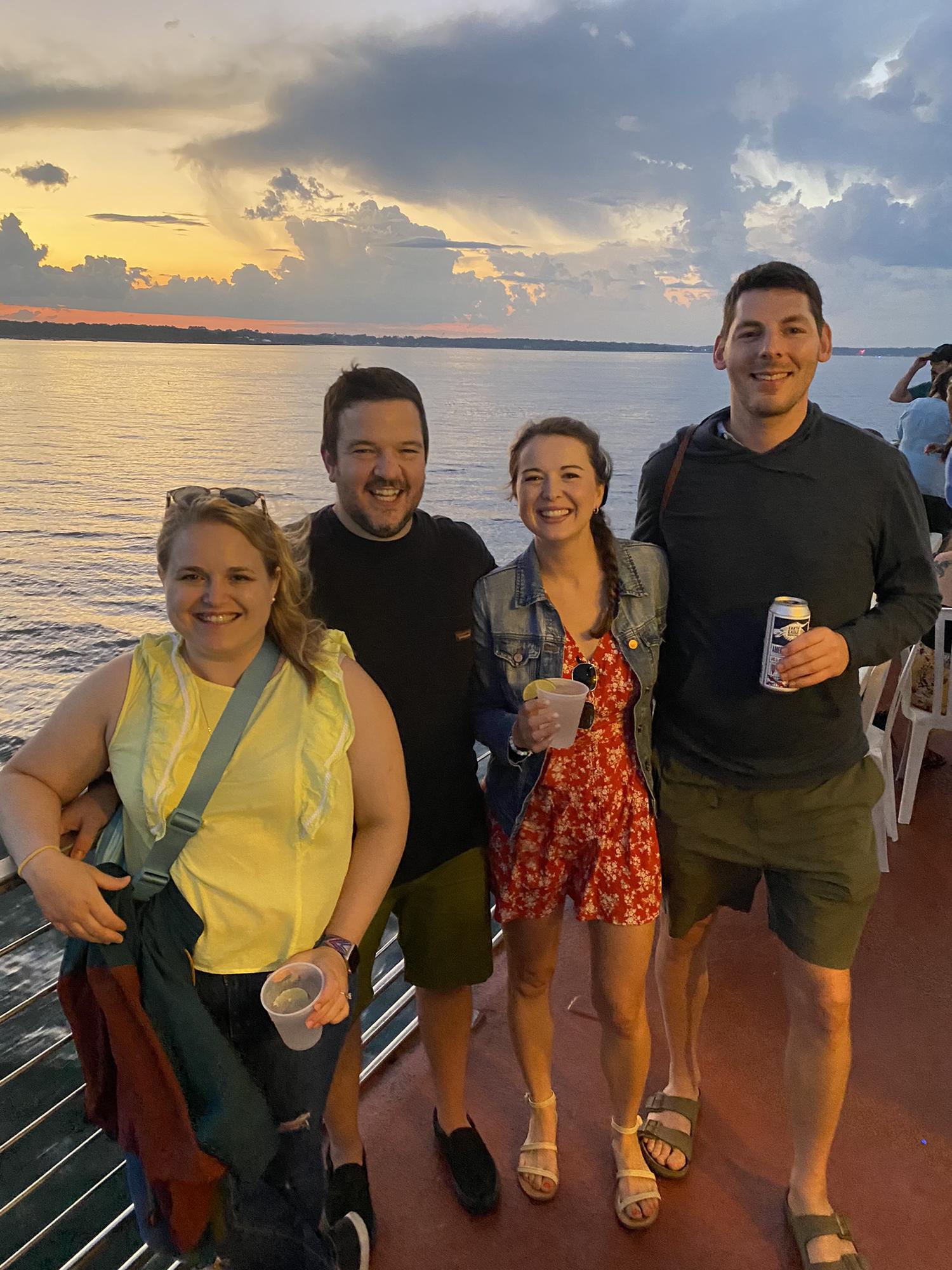 With friends Tim and Carolyn on a sunset cruise to the Isle of Shoals!