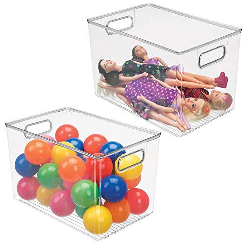 mDesign Deep Plastic Home Storage Organizer Bin for Cube Furniture Shelving in Office, Entryway, Closet, Cabinet, Bedroom, Laundry Room, Nursery, Kids Toy Room - 12" x 8" x 8" - 2 Pack - Clear