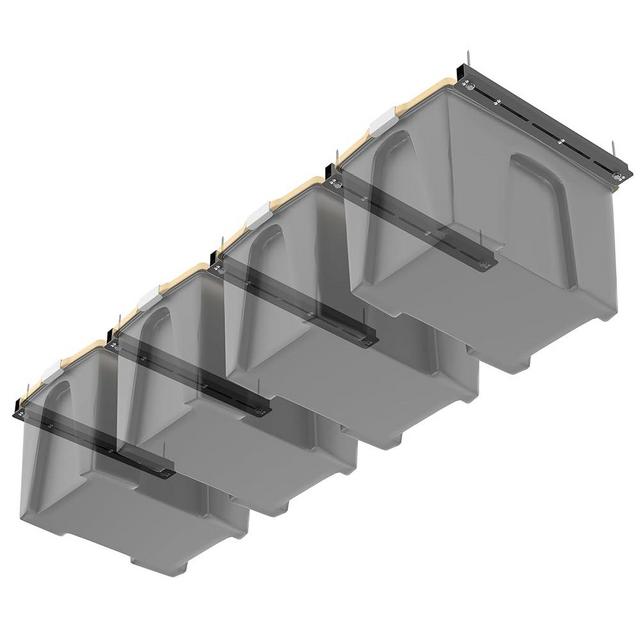 WALMANN Overhead Tote Storage Rails, Heavy Duty Garage Ceiling Bin Storage Rack Adjustable Garage Tote Slide Rail System (5 Pack for 4 Bins)