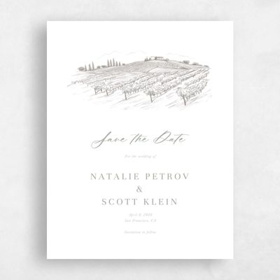 Pale Sage, Grey Wedding Save the Date - Fico Portrait