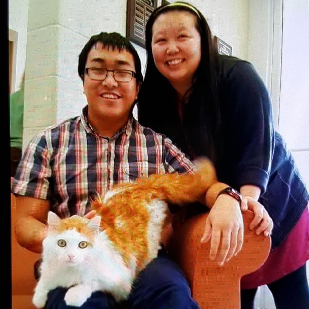 Adopting Vivian together in 2015.