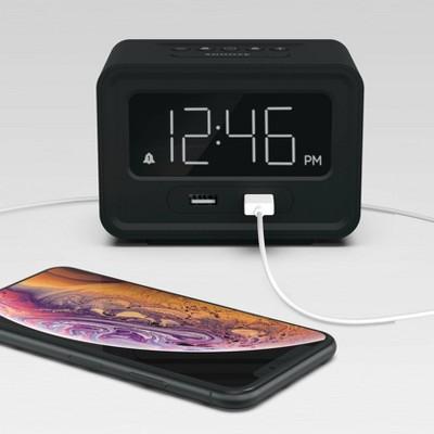 Clock with Double USB Charger Black - Capello