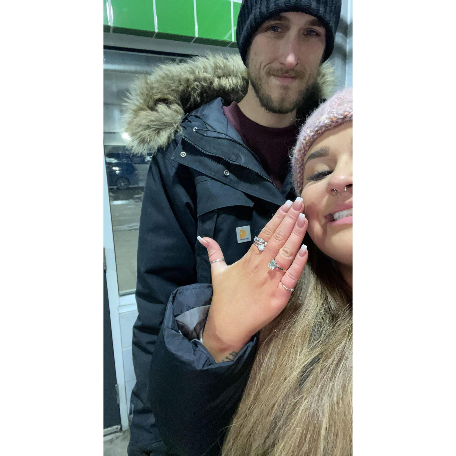 Zach and Sam's first picture after her saying yes!