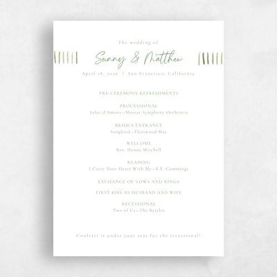 Bright Sage, Green Wedding Program - Lund