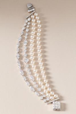 NADRI Pearl Cubic Zirconia Line Bracelet