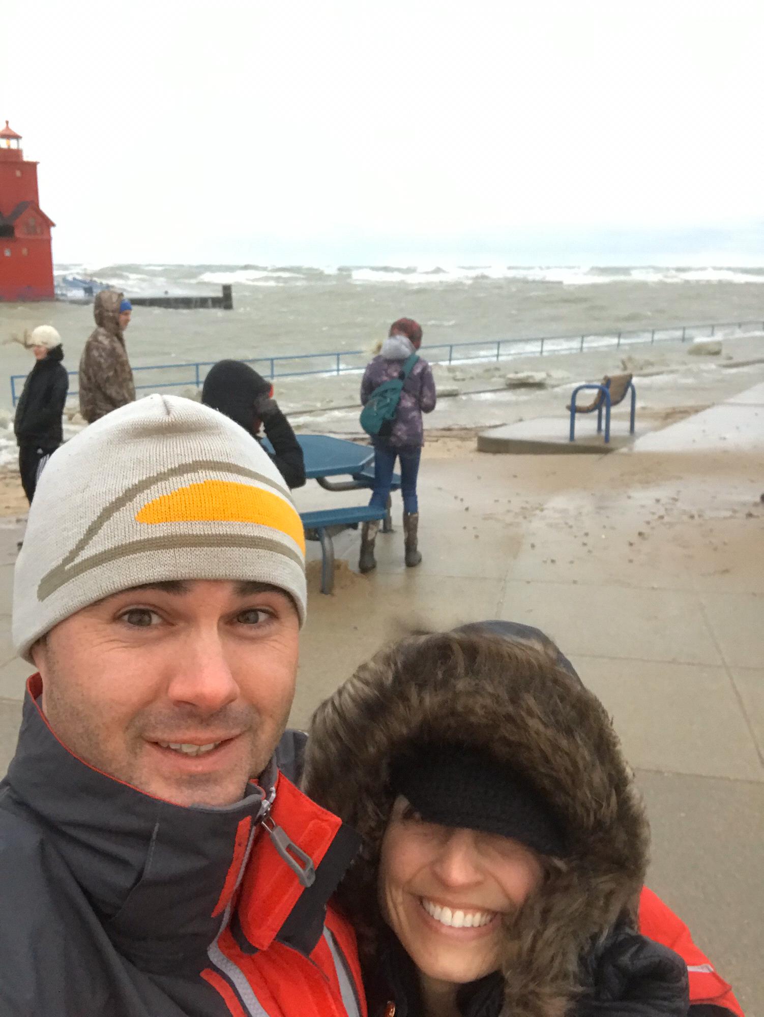 Our first trip to Holland Michigan state park together in a sand storm.