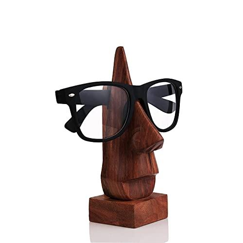 WhopperIndia Wooden Eyeglass Spectacle Holder Handmade Nose Shaped Stand for Office Desk Home Decor Gifts