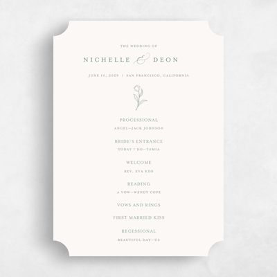 Beige Ticket Wedding Program - Seraphine