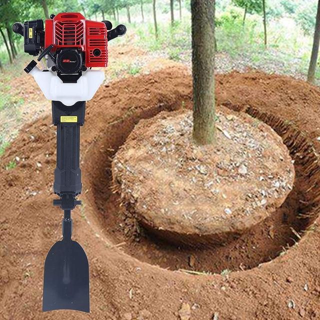 52CC 2 Stroke Garden Tree Digger, Trencher Digger Machine Portable Trench Digger, Gas Powered Tree Planting Shovel Rock Drilling Machine, Post Hole Digger for Garden Farm