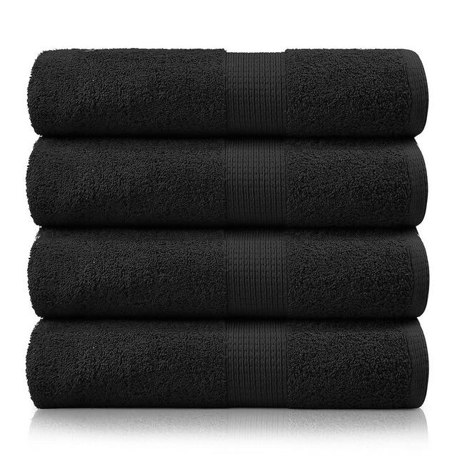LANE LINEN 4 Pack Bath Towel Sets for Bathroom- 100% Cotton Bathroom Towels, Ultra Soft Cotton Towels, Quick Dry Bath Towels for Bathroom, Premium Spa Quality Bath Towel Set - Black