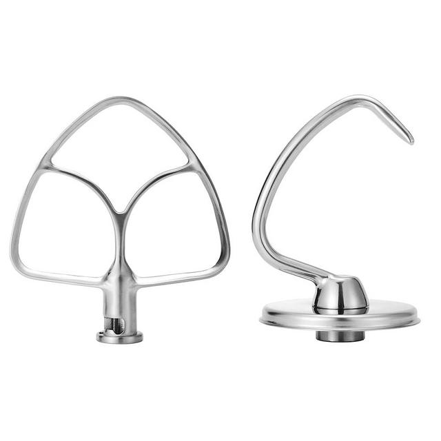 Stainless Steel Flat Beater and Dough Hook for Kitchenaid 4.5/5 Qt Tilt Head Stand Mixer, Compatible with KSM45.KSM75, KSM90, KSM150, Heavy Duty, Dishwasher Safe